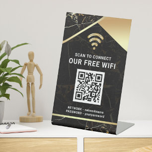 Stylish Personalised QR Code Wifi Network Password Pedestal Sign
