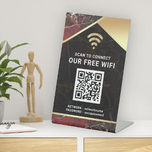 Stylish Personalised QR Code Wifi Network Password Pedestal Sign