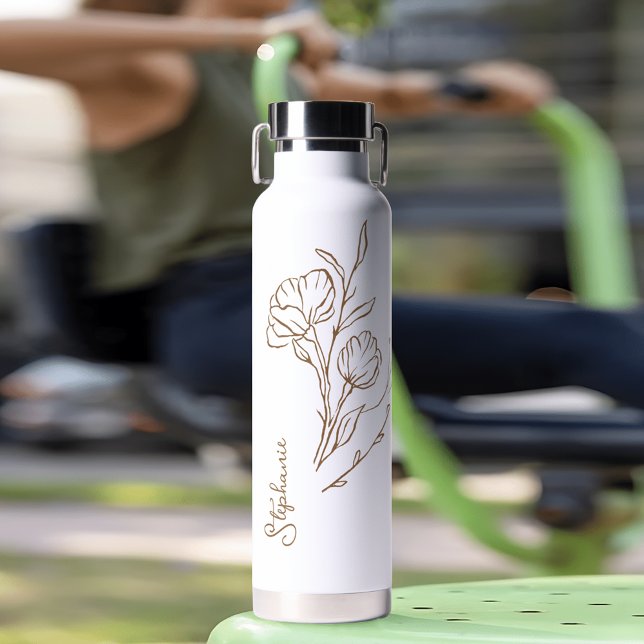 Stylish Personalised Water Bottle with Gold Script (Stay hydrated in style with our Gold Script Name Stylish Personalized Water Bottle.)