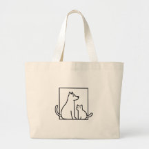 Stylish Pet Lover Cat and Dog Line Art
