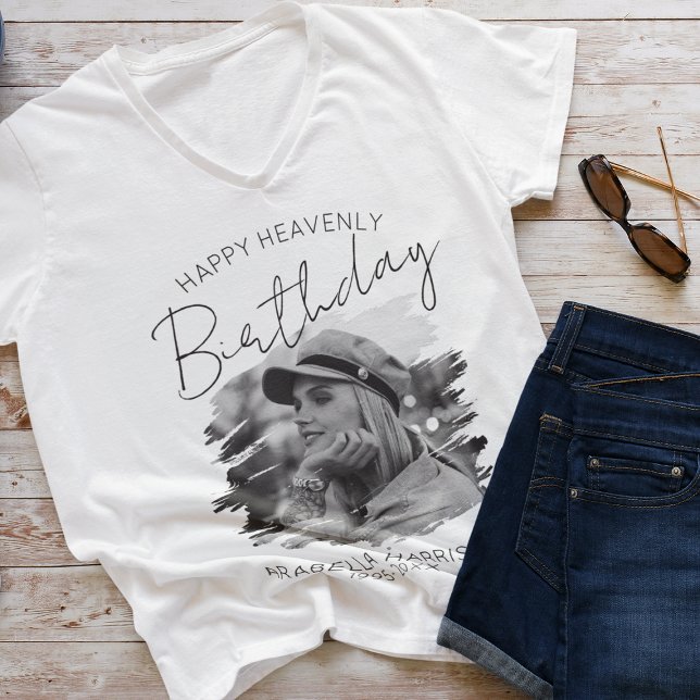 Stylish Photo Birthday Memorial T-Shirt (Creator Uploaded)