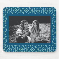 Stylish Photo Blue Batik Floral Pattern Custom