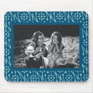 Stylish Photo Blue Batik Floral Pattern Custom Mouse Pad