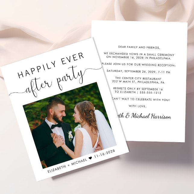 Stylish Photo Budget Wedding Reception Invitation (Creator Uploaded)