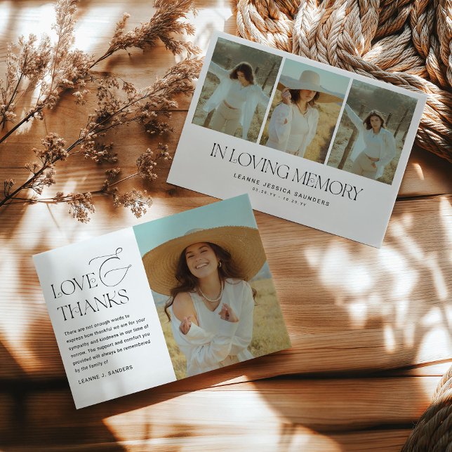 Stylish Photo Collage In Loving Memory Funeral  Thank You Card (Creator Uploaded)