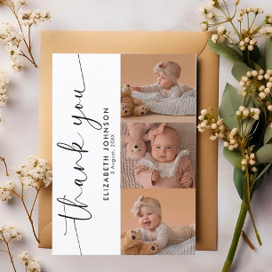 Stylish Photo Collage Moder Thank You Baby Shower  Card