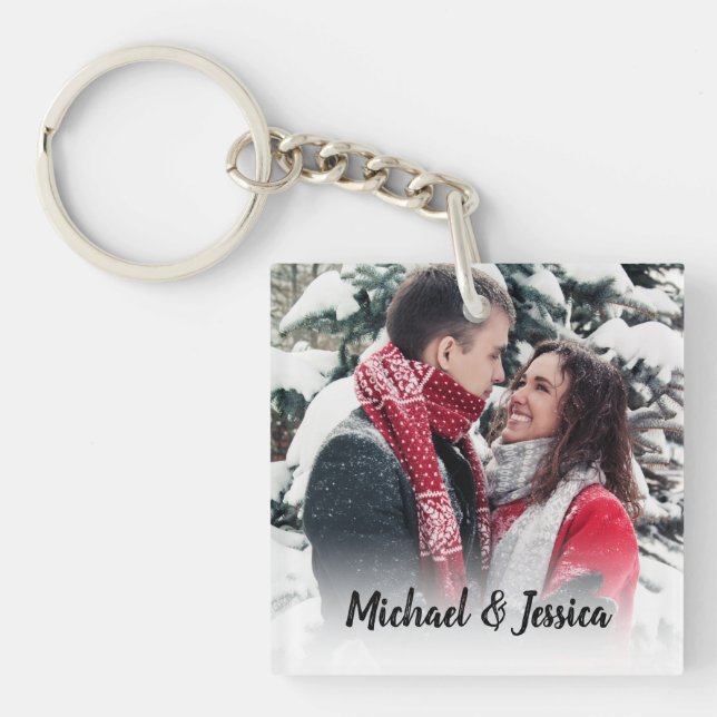 Stylish Photo Couples Key Ring (Front)