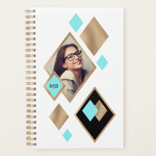 Stylish Photo Diamond Geometric with Monogram Planner