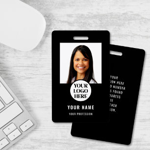 Stylish Photo Employee Black Badge ID Badge