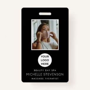 Stylish Photo Employee Black ID Badge