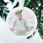 Stylish Photo In Loving Memory Christmas Ornament<br><div class="desc">When someone you love is in heaven, theres a little bit of heaven in our home! Remember a loved one at Christmas time with this stylish 'in loving memory' photo christmas ornament. Simply upload a picture of your loved one and customise the text to make this unique and personal to...</div>