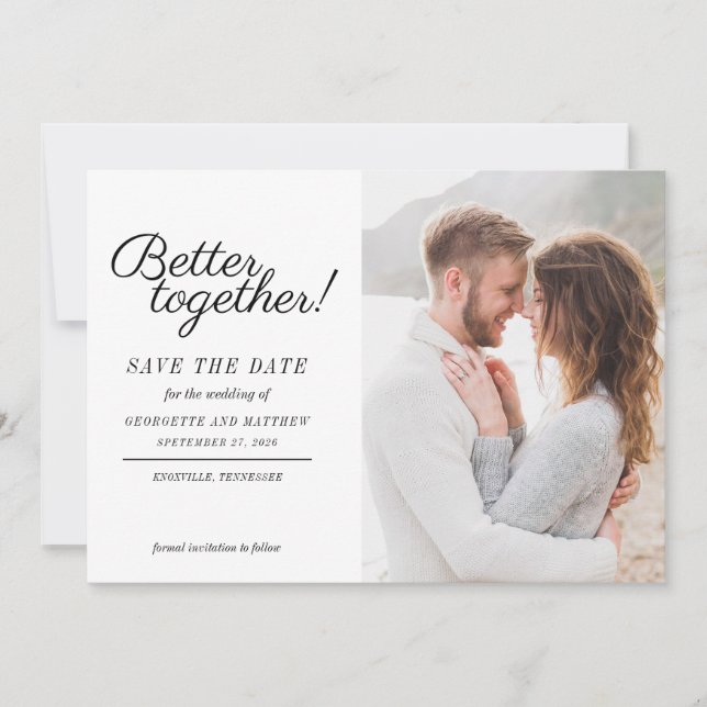 Stylish Photo Script Wedding Save The Date (Front)