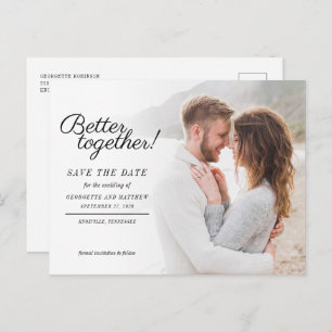 Stylish Photo Script Wedding Save The Date Announcement Postcard