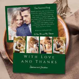 Stylish Photo Strip Modern Emerald Green Wedding Thank You Card