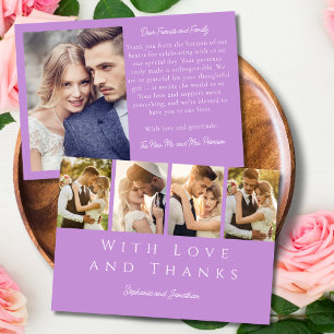 Stylish Photo Strip Modern Lilac Lavender Wedding  Thank You Card