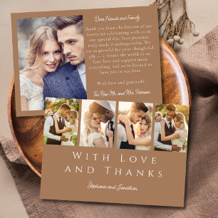 Stylish Photo Strip Modern Mocha Mousse Wedding Thank You Card