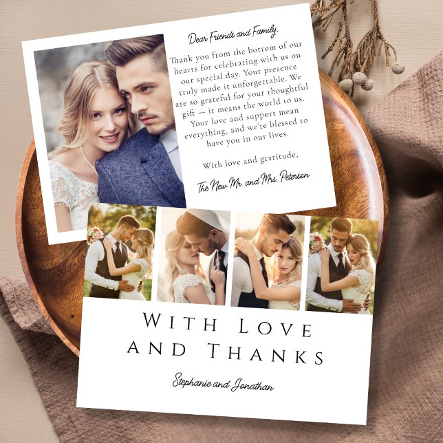 Stylish Photo Strip Modern Simple Script Wedding  Thank You Card (Creator Uploaded)