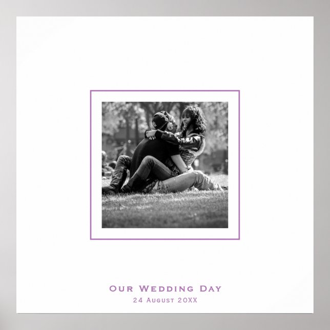 Stylish Photo Wedding Day Date Signature Poster (Front)