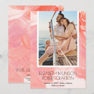 Stylish Photo Wedding Painted Coral Save The Date