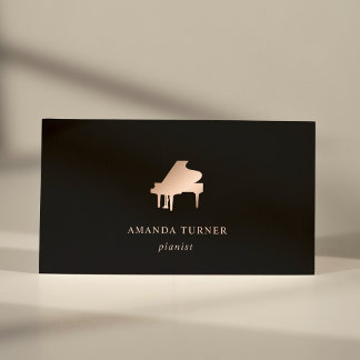 Stylish Piano Musician Rose Gold Minimal Business Card