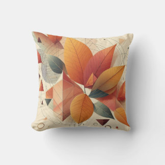 Stylish Pillow with Leaf & Geometric Pattern