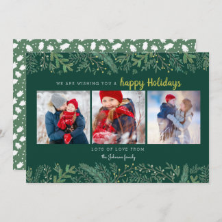 Stylish Pine Vines green trees Holidays Holiday Card