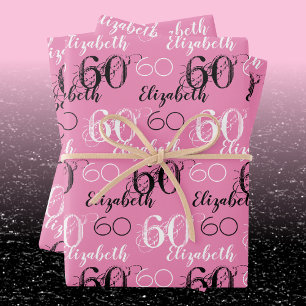 Stylish Pink 60th Birthday Personalised Gift Wrap