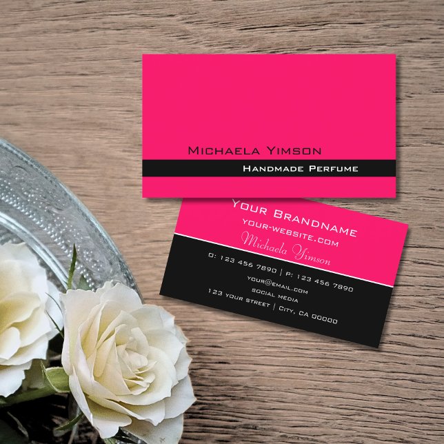 Stylish Pink and Black Modern Simple Professional Business Card (Creator Uploaded)