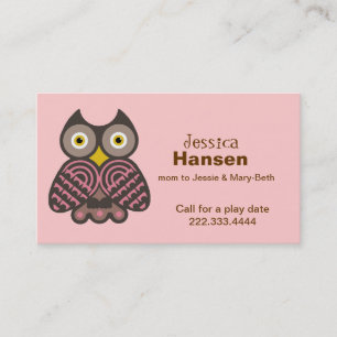 Stylish Pink and Brown Owl Mummy Card