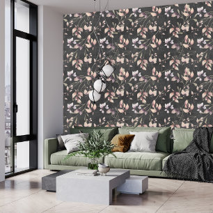 Stylish Pink And Gold Stone Leaves On Black Wallpaper