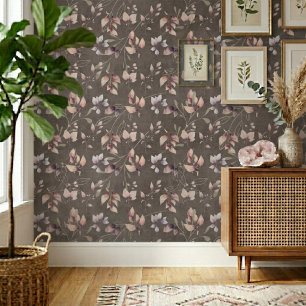 Stylish Pink And Gold Stone Leaves On Brown Wallpaper