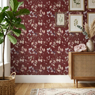 Stylish Pink And Gold Stone Leaves On Red Wallpaper