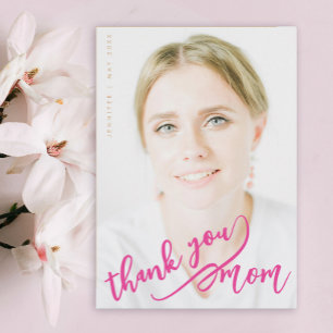 Stylish Pink And Gold Thank You Mother Day Photo Card