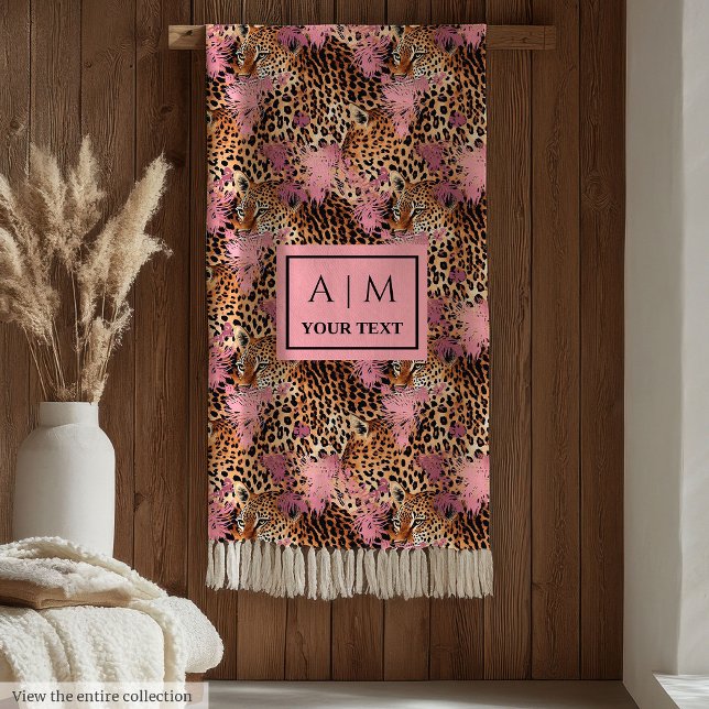 Stylish pink and gold watercolor leopard skin fleece blanket (Stylish pink and gold watercolor leopard skin Fleece Blanket)