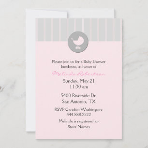 Stylish Pink and Grey Baby Shower Invitation
