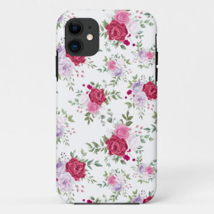 Stylish pink and red Wildflower pattern Case-Mate iPhone Case