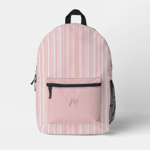 Stylish Pink and White Striped Printed Backpack