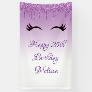Stylish Pink & Black Eyelashes on Dripping Glitter Banner