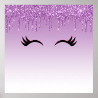 Stylish Pink & Black Eyelashes on Dripping Glitter