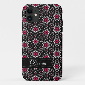 Stylish Pink+Black Stars pattern iPhone 5 Case