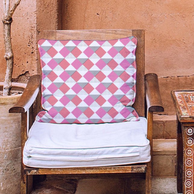 Stylish pink black & white modern abstract pattern cushion (Creator Uploaded)