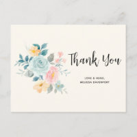 Stylish Pink & Blue Flower Bouquet - Thank You