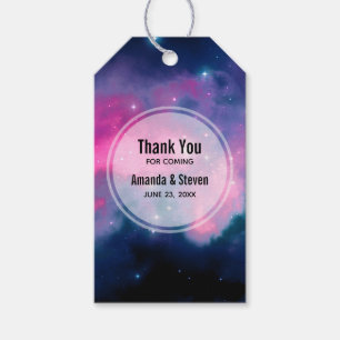 Stylish Pink & Blue Galaxy Stars Abstract Gift Tags