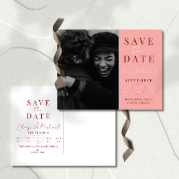 Stylish Pink Calendar Photo Wedding Save The Date Announcement Postcard