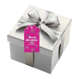 Stylish Pink Christmas w/ Elegant Snowflakes Gift Tags