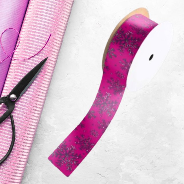 Stylish Pink Christmas w/ Elegant Snowflakes Satin Ribbon (Creator Uploaded)