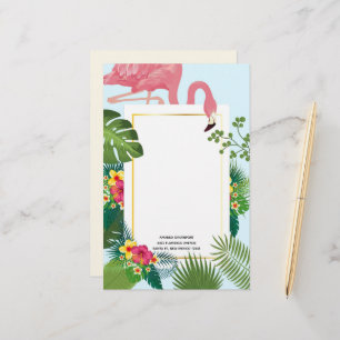 Stylish Pink Flamingo and Tropical Leaves Stationery