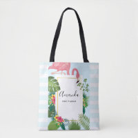 Stylish Pink Flamingo and Tropical Leaves
