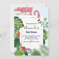 Stylish Pink Flamingo Tropical Theme Baby Shower I