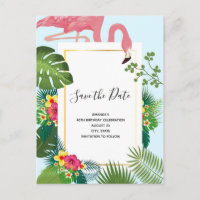 Stylish Pink Flamingo Tropical ThemeSave the Date